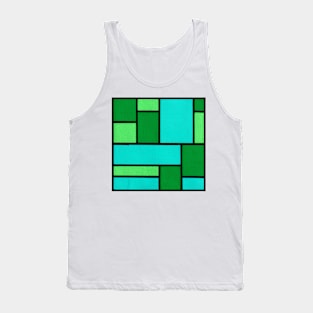 Blue Green Geometric Abstract Acrylic Painting V Tank Top